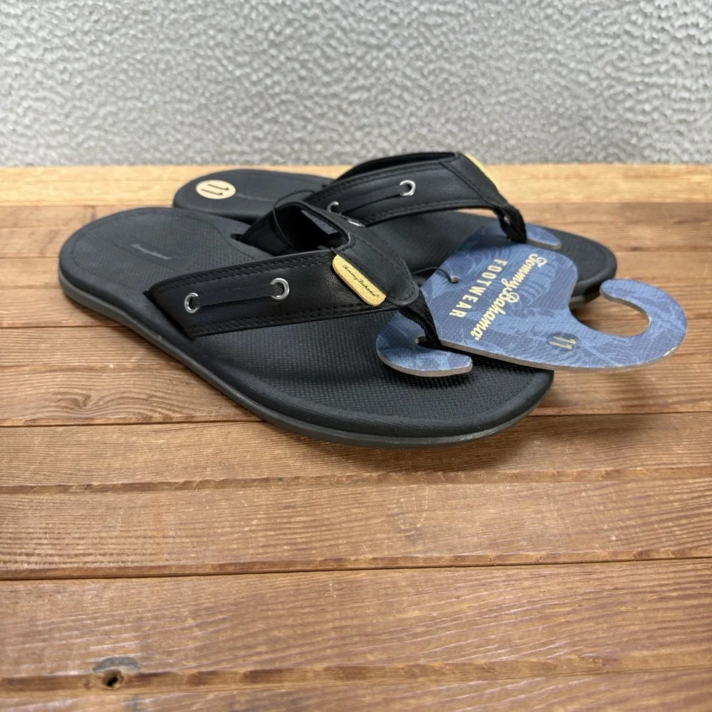 Tommy Bahama Sandals Mens 11 Black TBF Coast Flip Flops Beach Summer Casual NEW